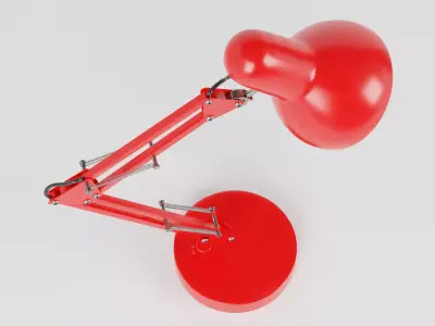 Desk Lamp Flexo Red - PBR metal lamp 3D model