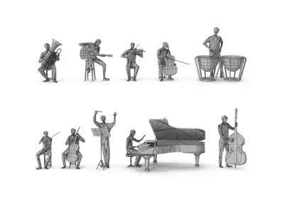  Low Poly Posed People Pack 20 - Music V2 