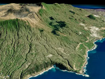 Oshima island 3d model terrain Low-poly 3D model