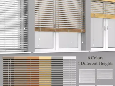 Wooden Blinds And Windows 3D model
