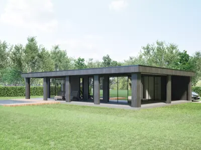 Modern House 3D Model Minimal Bungalow IFC SKP OBJ FBX GLB 3D model