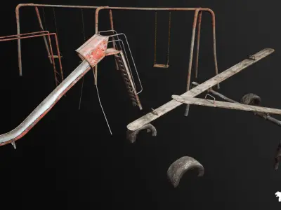 Post Apocalyptic Playground Equipment VOL 2 Low-poly 3D model
