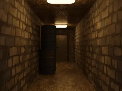 Small Spooky Rusted Hallway Free low-poly 3D model