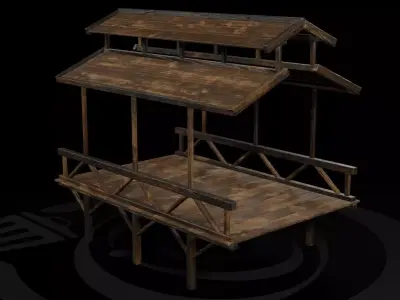 AAA Medieval Wooden Bridge 03 R Low-poly 3D model