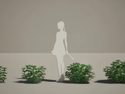 Street Garden in JAPAN - 4 Daphne odora Flower Grass Plant Low-poly 3D model