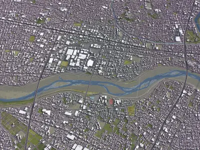 Okazaki - 3D City Model Low-poly 3D model