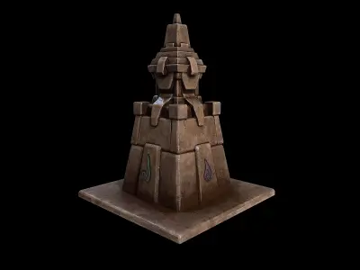 Stone tower - 4 elements Low-poly 3D model