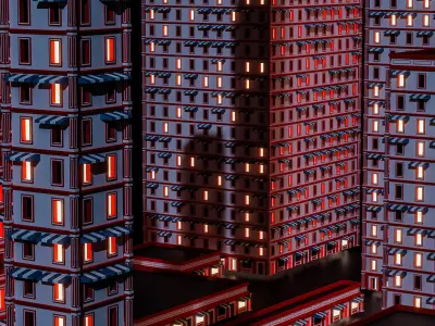 Stylized Apartments Buildings Package Low-poly 3D model