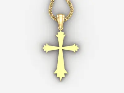 Light Gold 18K Cross Pendant 1CP004 3D print model