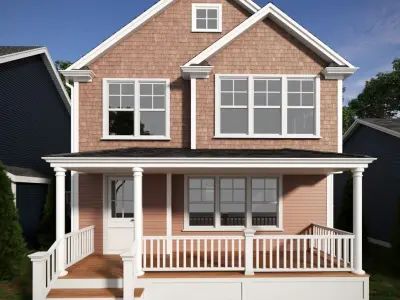 Set of 3 American Style Houses Architectural 3D Models 3D model