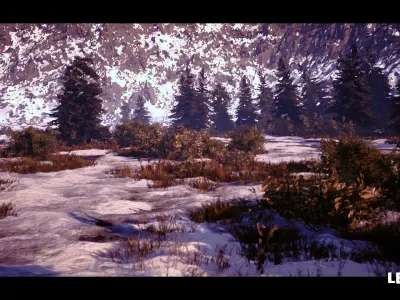 Nordic Viking Landscape Snowy  Sunny  Low-poly 3D model