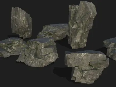 cliff rocks - 3D Models PBR Pack 08 Low-poly 3D model