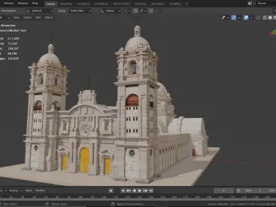 The Cathedral of Tacna - Low Poly Low-poly 3D model