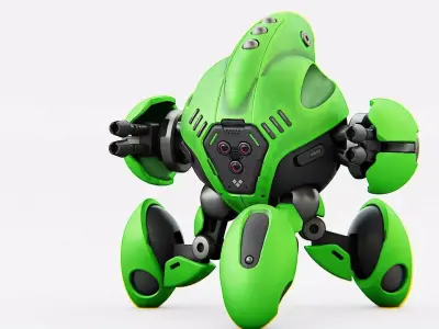 BATTLE DROID GREENGEM   RIGGED 3D model