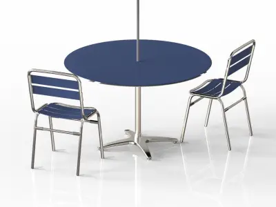Parasol Set table and chairs with umbrella 3D model