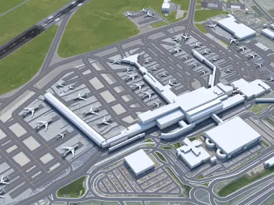 Glasgow Airport 10km Low-poly 3D model