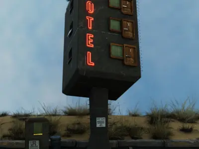 Roadside Hotel - Surrealist Architecture 3D model