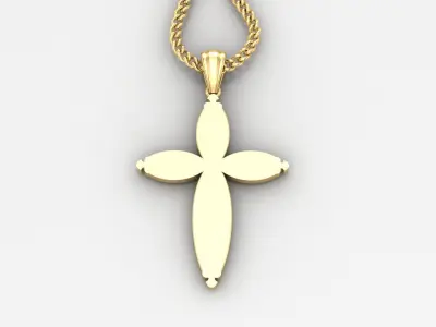 Light Gold 18K Cross Pendant 1CP065 3D print model