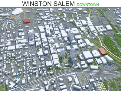 Winston Salem Downtown North Carolina USA Low-poly 3D model
