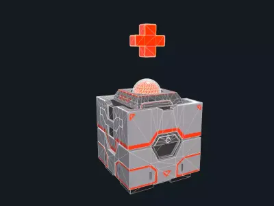 Stylized sci-fi medical crate Low-poly 3D model