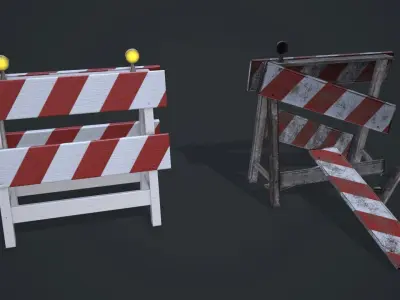 Traffic barriers Low-poly 3D model