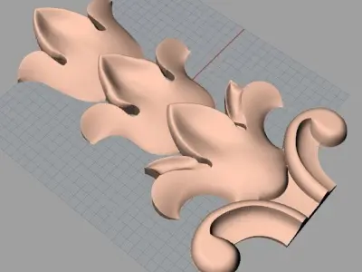 Door Post flower 3D STL Model for CNC Router Carving E965 3D model