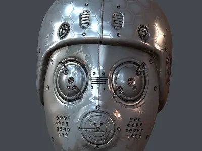 Gas mask helmet 3d model scifi Low-poly Low-poly 3D model 4