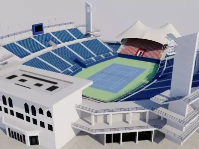 Dubai Tennis Stadium Low-poly 3D model