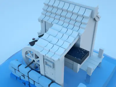 3d mill house model Low-poly 3D model