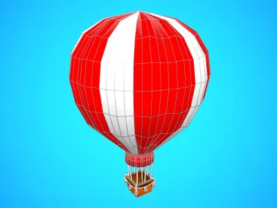 HOT AIR BALLOON CARTOON STYLIZED 11 Low-poly 3D model