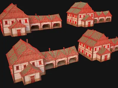 Medieval Stable Farm House Low-poly 3D model