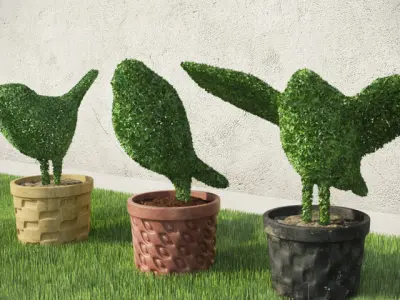 Birds - Shrubs Low-poly 3D model