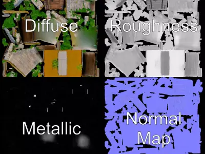 Rustic Stone Cottage model pack Low-poly 3D model