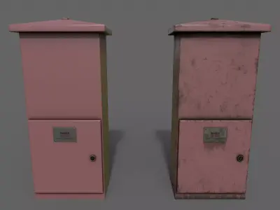 PBR Electric Box Red V4 Low-poly 3D model
