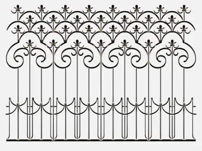 Forging set 1 ornamental wrought iron fence 3D model