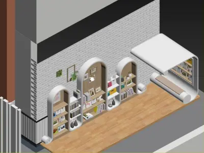 Stairs Corner Reading Corner Children Reading Area Kindergarten 3D model