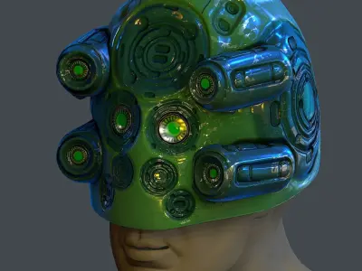 Gas mask helmet scifi Low-poly character art game space  Low-poly 3D model 2