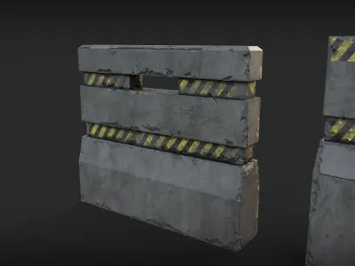 Concrete Barricades Barrier Low-poly 3D model
