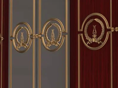 Classic Wardrobe Furniture 0402 Wood Low-poly 3D model