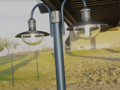 Street Light -7- Blue Version -2 Lamps- Low-poly 3D model