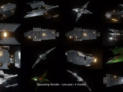 Spaceship Bundle - Low-poly 3D Model Pack