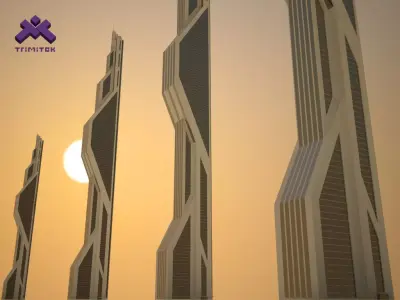 Futuristic Sci-Fi Skyscraper 01 Low-poly 3D model