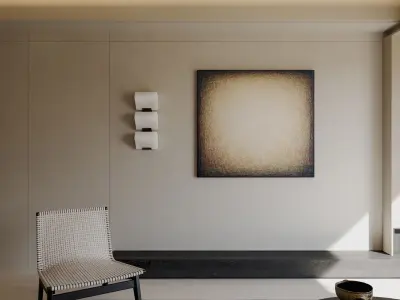Wabi-sabi living and dining room 3D model