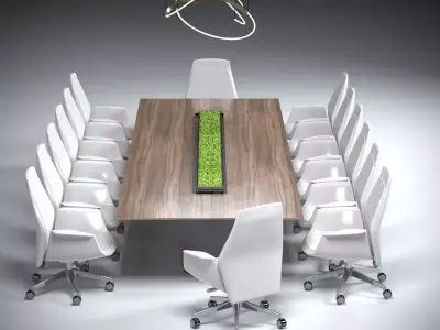 MODERN MEETING TABLE WITH LIGHT 3D model