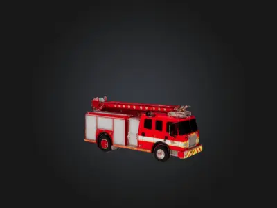 realistic fire truck Low-poly 3D model