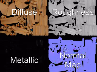 Rustic Wooden Fence model pack Low-poly 3D model