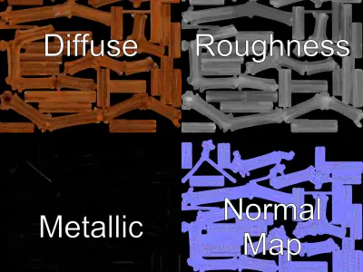 Geometric Wireframe Sculptural Model Pack Low-poly 3D model