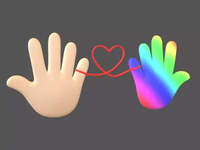 Hand with Red Line Icon v1 018 Low-poly 3D model