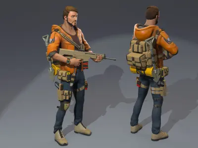 Stylized  Soldier Character Low-poly 3D model