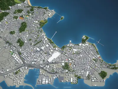 Quingdao - 3D City Model Low-poly 3D model